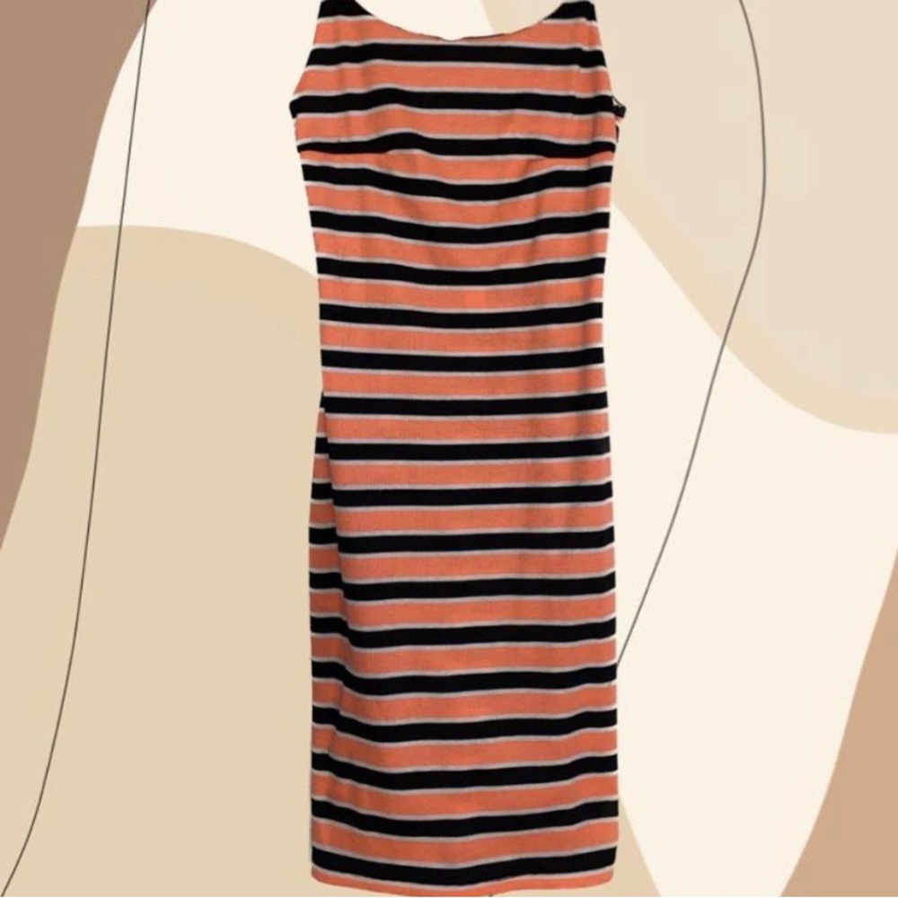 Orange and Black Striped Slim Dress